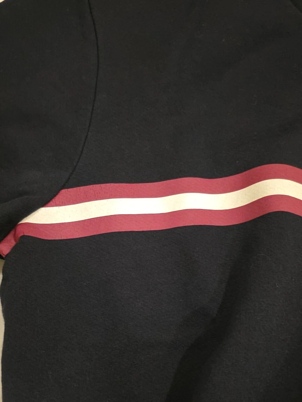 Bally Black Crewneck with Red and White Chest Stripe